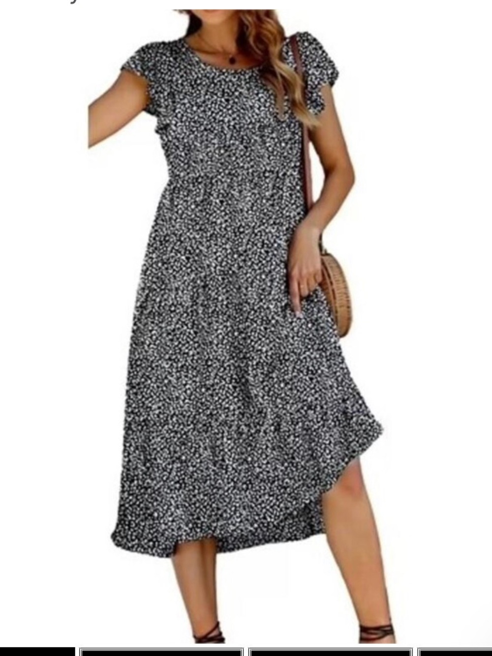 NWT! Women’s Casual Boho Floral Print Ruffle Sleeve Midi Dress small - Picture 4 of 5